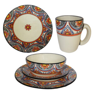 VAJILLA DISEÑO FIESTA 4 PERSONAS 16 PIEZAS